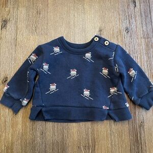 4/20$ Rise Little Earthling Baby Navy Blue Ski Print Sweatshirt size 3-6 months